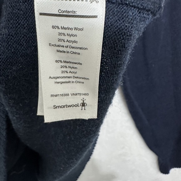 Men's 2XL Smartwool 1/4 Quarter Zip Base Layer Blue Long Sleeve Pullover Sweater - Picture 3 of 11